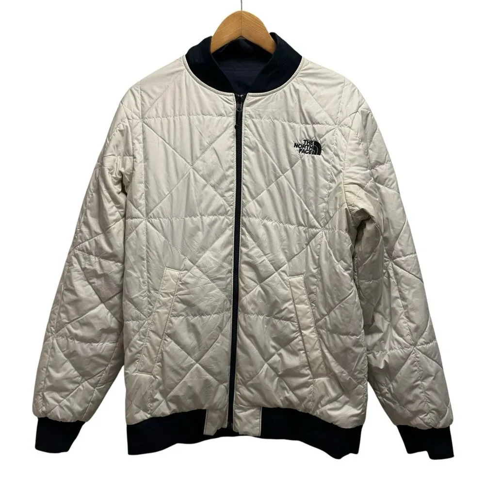 The North Face Men's Sz M Full Zip Reversible Navy/White Bomber Insulated Jacket